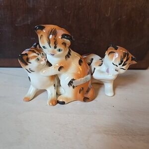VTG Robert Simmons Putsy 20138 Cat Figurine Set 3 Kittens Turquoise Eye 1950s CA
